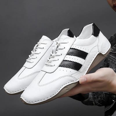 Echt Leer Octopus bonenschoenen Voor Heren Mode Flats Schoenen wandelen sport loafer ademend outdoor Heren rijschoenen 41 white