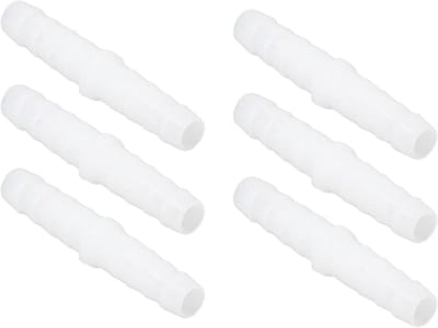 Slangpilaar Fitting 10 Stuks - Rechte Verbindingsstuk - Wit - Pompslang Mender - Siliconen Slang - 6-6 mm