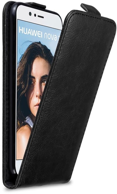 Cadorabo Hoesje geschikt voor Huawei NOVA 2 in ZWARTE NACHT - Beschermhoes in flip design Case Cover met magnetische sluiting