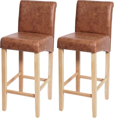 Set van 2 barkrukken MCW-C33, barkruk barkruk, hout ~ imitatiesuède, lichtgekleurde poten, stof/textiel