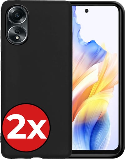 Hoesje - 2 Stuks - Geschikt voor OPPO A58 - Sterk & Shockproof - Telefoonhoes - Back Cover - Case Siliconen - Telefoon Hoes - Zwart