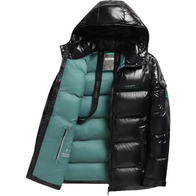 Herfst en Winter Glanzende Afneembare Muts Heren Opstaande Kraag Licht Casual Katoen Gewatteerde Jas voor Jonge en Middelbare Leeftijd 5XL black