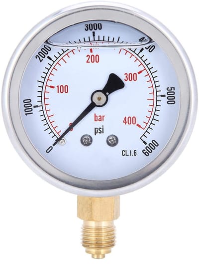 Allecto - Drukmeter - 400 bar - RVS - 1/4 BSP Aansluiting - Precisie - Voor Machines - Compacte Afmetingen - Geschikt voor Diverse Toepassingen