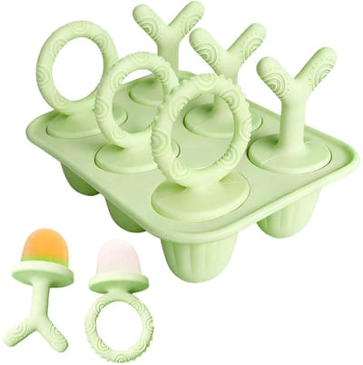 Dailygoods- Ijsvorm herbruikbaar - Siliconen - BPA-vrij - 6 vakken - 17 ml per vak - Groen - Handvat voor gemakkelijk vastpakken - Ijsjesvorm