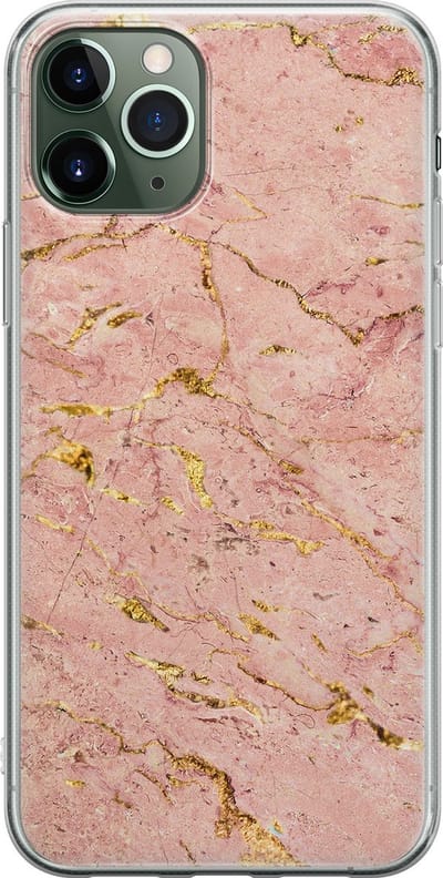 Leuke Telefoonhoesjes - Hoesje geschikt voor iPhone 11 Pro - Marmer roze goud - Soft case - TPU - Marmer - Roze