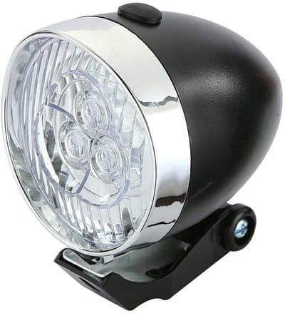 Retro LED Fietslamp Voorzijde - Zwart - 3x LED