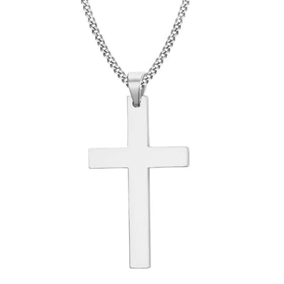 Sorprese Kruis Ketting Heren - Argento - 60 cm - Zilverkleurig - 3 x 2 cm Hanger - Stoer & Stijlvol - Model V