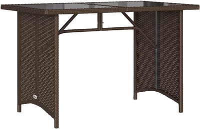 Tuin tafel - Balkon tafel - Buiten dineren - Gehard glazen blad - 110 cm breed - Bruin