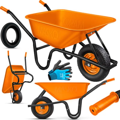 MASKO® Kruiwagen 100L met Luchtbanden max. 250kg laadvermogen inclusief Handschoenen