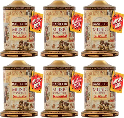 BASILUR Music Concert Christmas - Ceylon Zwarte Losse Blad Thee, Blik met Muziekdoos, Kerstthee 100 g