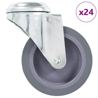 vidaXL - 24 - st - Zwenkwielen - met - boutgaten - 75 - mm