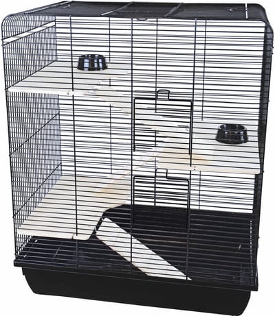Interzoo Rattenkooi Remy Wood zwart met drie verdiepingen