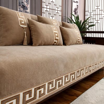 Luxe Borduurwerk Bankhoes Beschermer Antislip Brede Gouden Zijkant Bank Slipcover Vier Seizoenen Universele Bankhoezen voor Woonkamer 90x240cm 1pcs