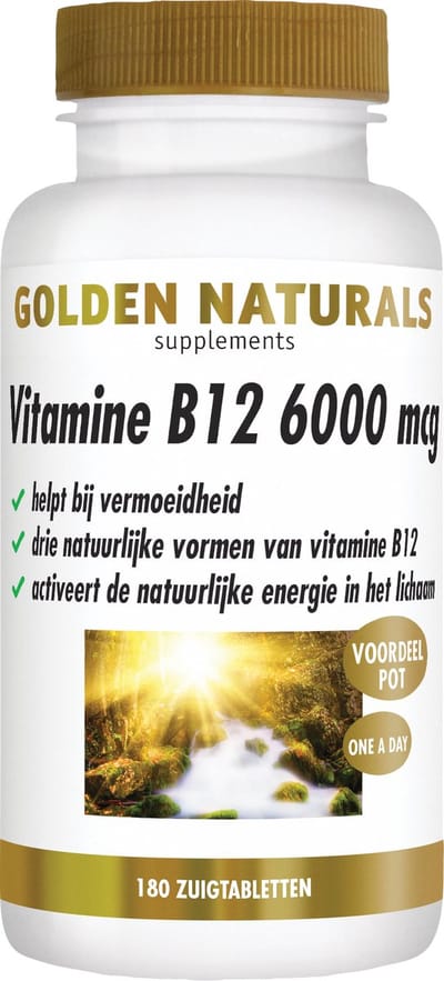 Golden Naturals Vitamine B12 6000 mcg (180 veganistische zuigtabletten)