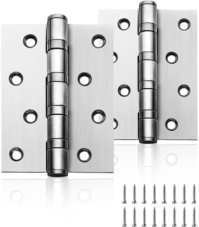 2x RVS Deurscharnieren 100 x 73 mm – Zware Kwaliteit Kogellager Scharnieren – Voor Houten Deuren, Kasten en Meubels – Zilver