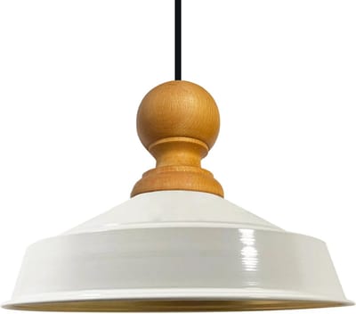 Bamyum Asletl Industriële Hanglamp Van Hout, Wit Metalen Lamp
