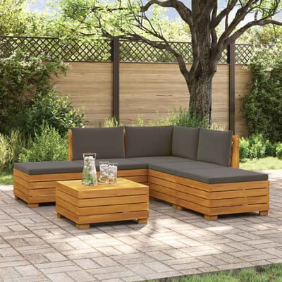 vidaXL - 6 - st - Buiten - bank - set - Massief - Acacia - Hout - Bruin