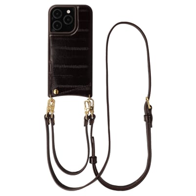 Selencia Hoesje - Geschikt voor Apple iPhone 15 Pro - Real Leather Backcover met Pashouder - Dark Chocolate