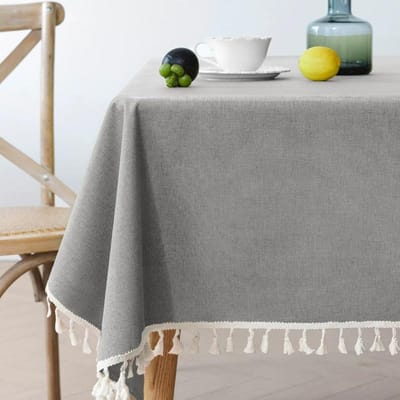 Waterdicht Zwaar Katoenen Tafelkleed Zachte Kreukbestendige Stof met Decoratieve Kwastjes Rand voor Keuken Eettafel 90x90cm