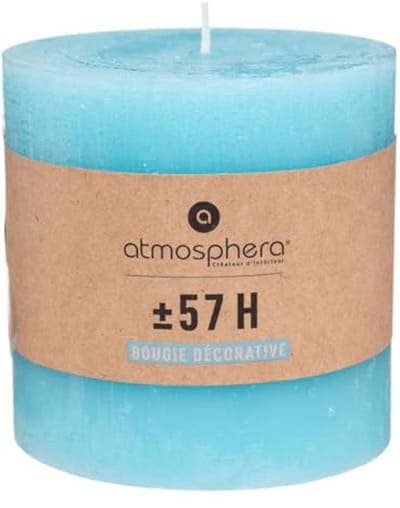 Rustieke kaars blauw 10 cm diameter