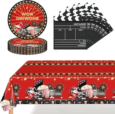 37-delige Verjaardagsdecoratie voor Filmavond met Borden, Servetten en Tafelkleed - Feestaccessoires voor Jongens en Meisjes, Perfect voor Kinderverjaardagen tot 16 Gasten