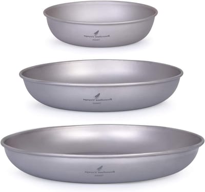 Ultralichte campingservies set van titanium voor buiten, inclusief draagtas - ideaal voor steak, fruit en sauzen