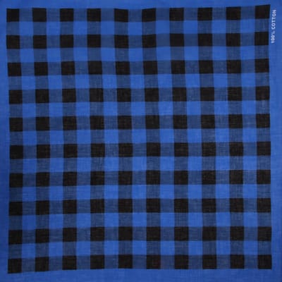 Haarsoires Haarband Bandana Zakdoek 55cm – Ruit Blok Print – Blauw Zwart - Multifunctioneel Accessoire voor Haar, Festivals en Mode - One Size & Unisex
