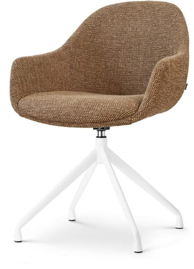 Nolon Nola-Mae draaibare Eetkamerstoel bruin blend - wit onderstel - armstoel - tijdloos - scandinavisch