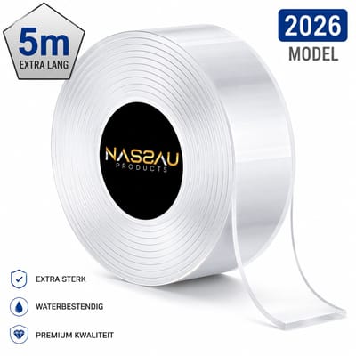 Nassauproducts® Dubbelzijdig Tape - 5 meter - Montagetape - Extra Sterk - Nano tape - Transparant - Herbruikbaar