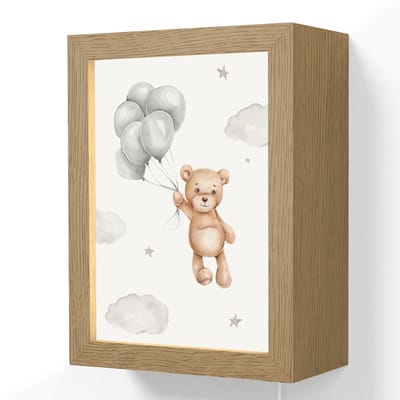 Wandlamp 15x20 cm - Oplaadbaar - Beer - Ballon - Sterren - Kinderen - Wandlampen binnen woonkamer - Slaapkamer lamp met kabel - Decoratieve nachtlamp - Vloerlamp snoer