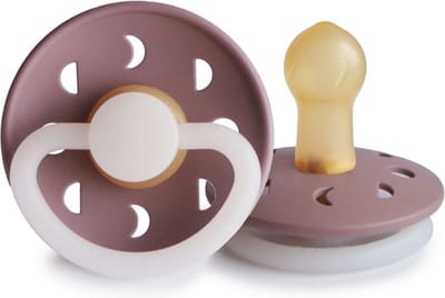 Frigg Moon Latex Fopspeen 0-6M | Glow In The Dark Twilight Mauve Night