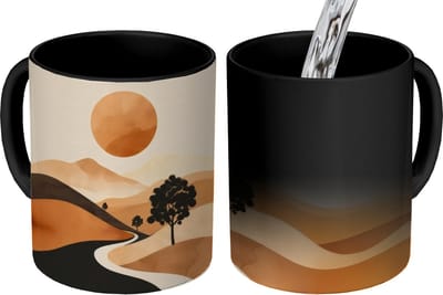 Magische Mok - Foto op Warmte Mokken - Koffiemok - Zon - Heuvels - Boom - Abstract - Magic Mok - Beker - 350 ML - Theemok
