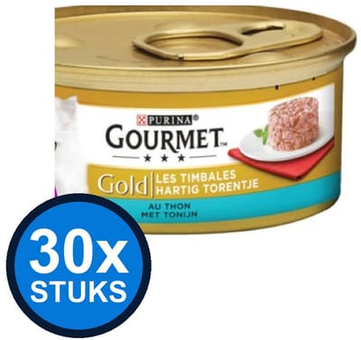 30x Gourmet - Gold Hartig Torentje Tonijn - Kattenvoer Natvoer - 85g