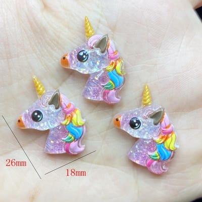 12 pièces Unique Mixte brillant Licorne / bonbon Figurine à dos plat DIY Décoration de mariage Scrapbook Maison Artisanat C01 gray