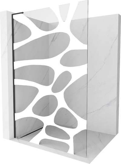 Mexen Kioto L douchewand Walk-in 70 x 200 , witte golf, zwart - 800-070-103-70-97