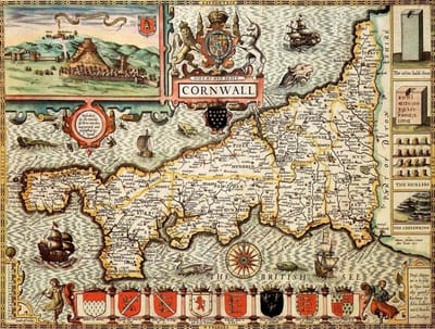 Historische Kaart van Cornwall Legpuzzel 1000 Stukken