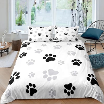 Home Living Luxe 3D Hondenpootafdruk Beddengoed Set Bot Dekbedovertrek Kussensloop Queen en King EU/US/AU/UK Maat Dekbed Beddengoed 70x133cm