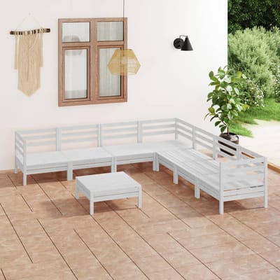 vidaXL - 8-delige - Loungeset - massief - grenenhout - wit