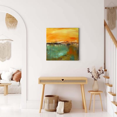 Canvas print DD123308 Near the water A.S. Création 0,5 x 0,5 m Oranje / Terracotta Kantoor Hal/Gang Keuken Slaapkamer Woonkamer