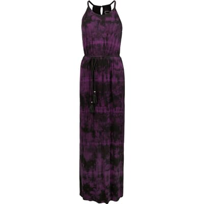 R.E.D. Rock-Engineered Design Zwart/paarse lange jurk in batikpatroon - Dames - S