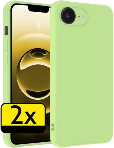 Hoesje - 2 Stuks - Geschikt voor Apple iPhone 16e - Sterk & Shockproof - Case Siliconen - Back Cover - Telefoon Hoes - Telefoonhoesjes - Groen