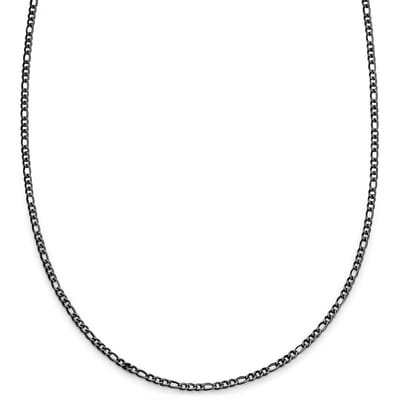 Essentials | 2 mm Gunmetal Zwarte Ketting met Figaro Schakels