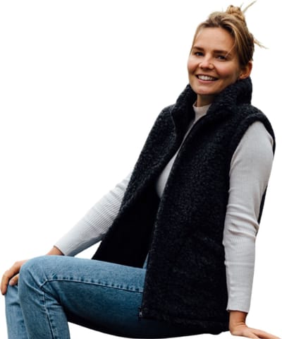 Bodywarmer 100% schapenwol met rits - antraciet in maat S