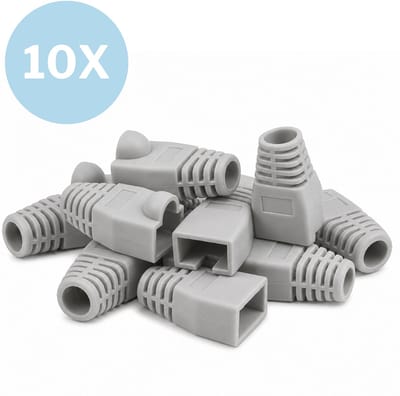 By Qubix internetkabel - 10 x RJ45 Netwerkkabel Tule - UTP en FTP Connector - Grijs - UTP kabel