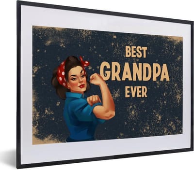 Fotolijst incl. Poster - Best grandpa ever - Spreuken - Quotes - Opa - 40x30 cm - Posterlijst