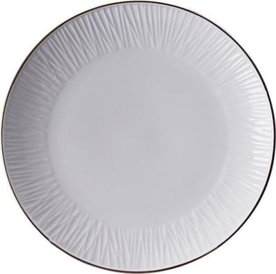 Tokyo Design White Lines Bord 27 cm - Set van drie borden wit met gouden randje