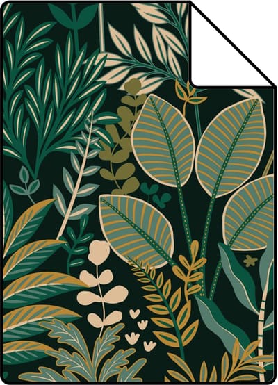 Proefstaal ESTAhome behang tropische bladeren en bloemen groen - 26.5 x 21 cm - 131661-S