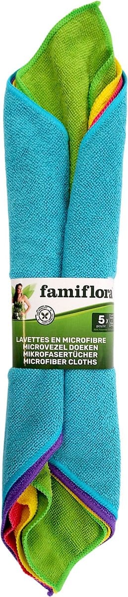Famiflora microvezel doeken 40x35cm - 200gr/m² - Set van 5 - Snel en effectief schoonmaken voor een glanzend resultaat zonder veel inspanning