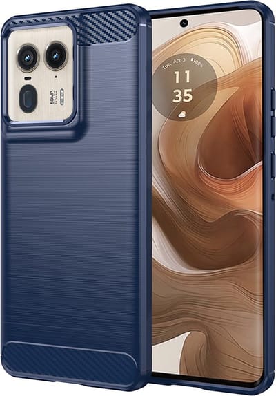 Hoesje geschikt voor Motorola Edge 50 Ultra - Techsuit Carbon Silicone Back Cover - Blauw