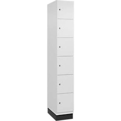 C+P Cambio lockerkast, 1 vak, 6 vakken, met plint, B 300 x D 525 x H 1980 mm, verkeerswit